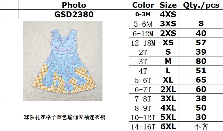 RTS no moq GSD2380 RTS baby girl clothes yoga team sleeveless