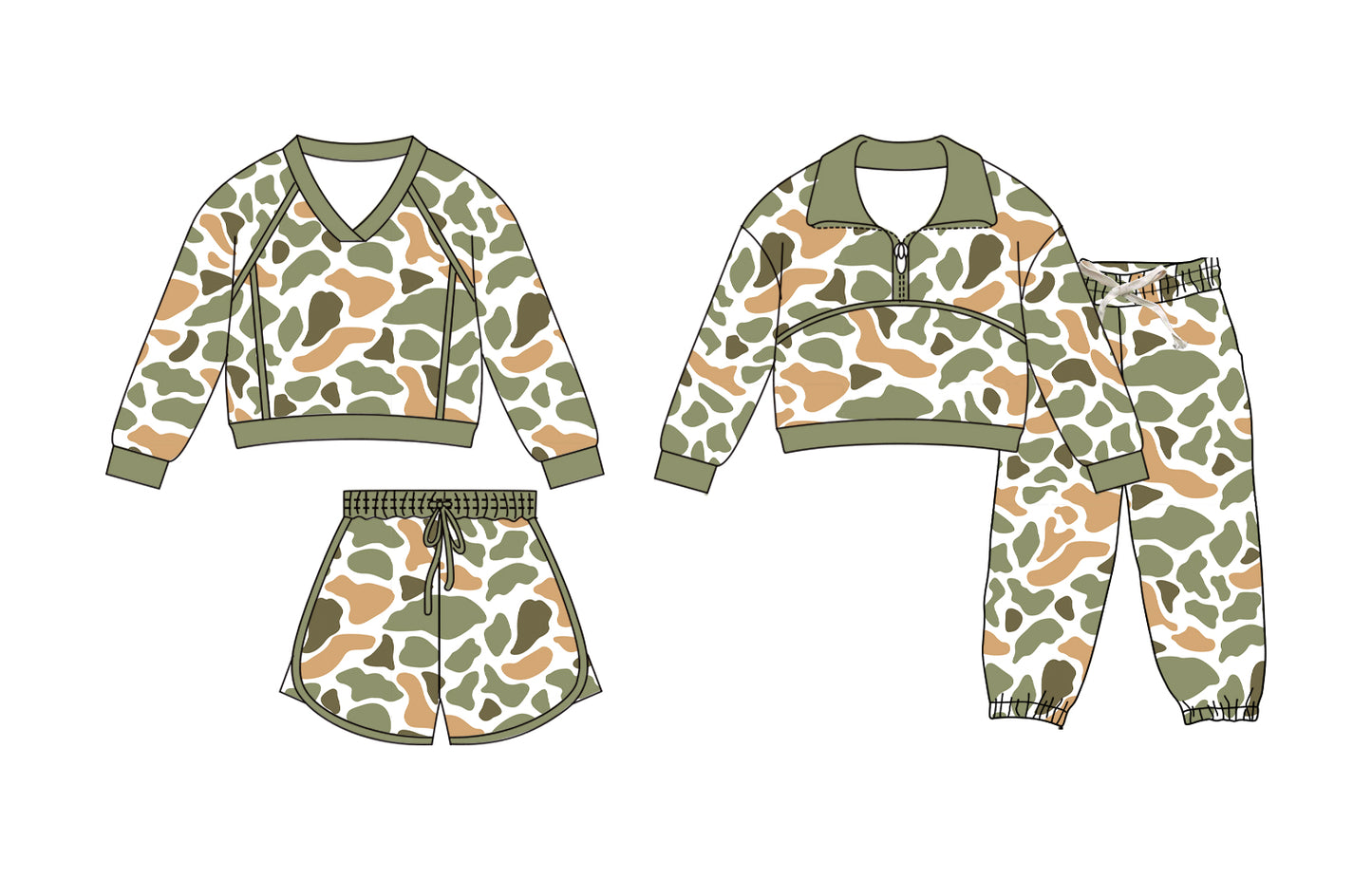 25.11.27 custom each style moq 5 eta 6-8week Sibling Sisters camouflage baby girl long sleeve pants sets and skirts sets match family design