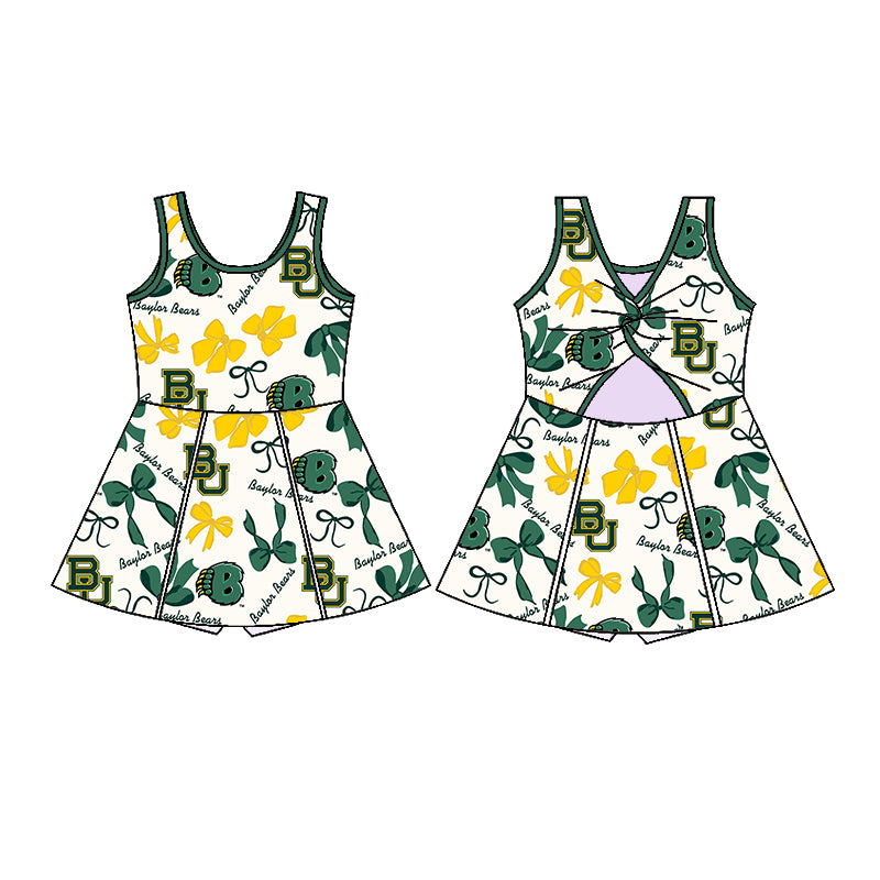 Custom moq 5 mix sizes summer teams baby girls clothes team green short sleeve skirts shorts sets dress 1 and dress 2 and dress 3 and dress 4-25.5.22