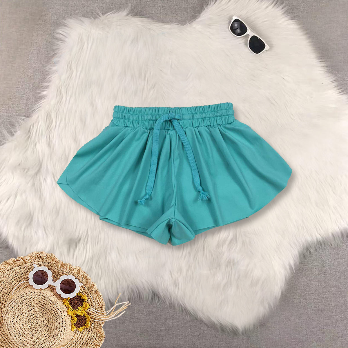 RTS NO MOQ Sibling baby girls clothes yoga Pure Mint Green sleeveless short sets and Top and shorts