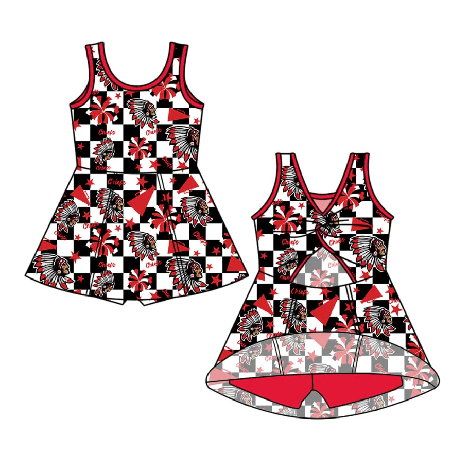 PRE ORDER Deadline July 28 custom no moq Children's boutique clothing soprts teams Red plaid summer skirt