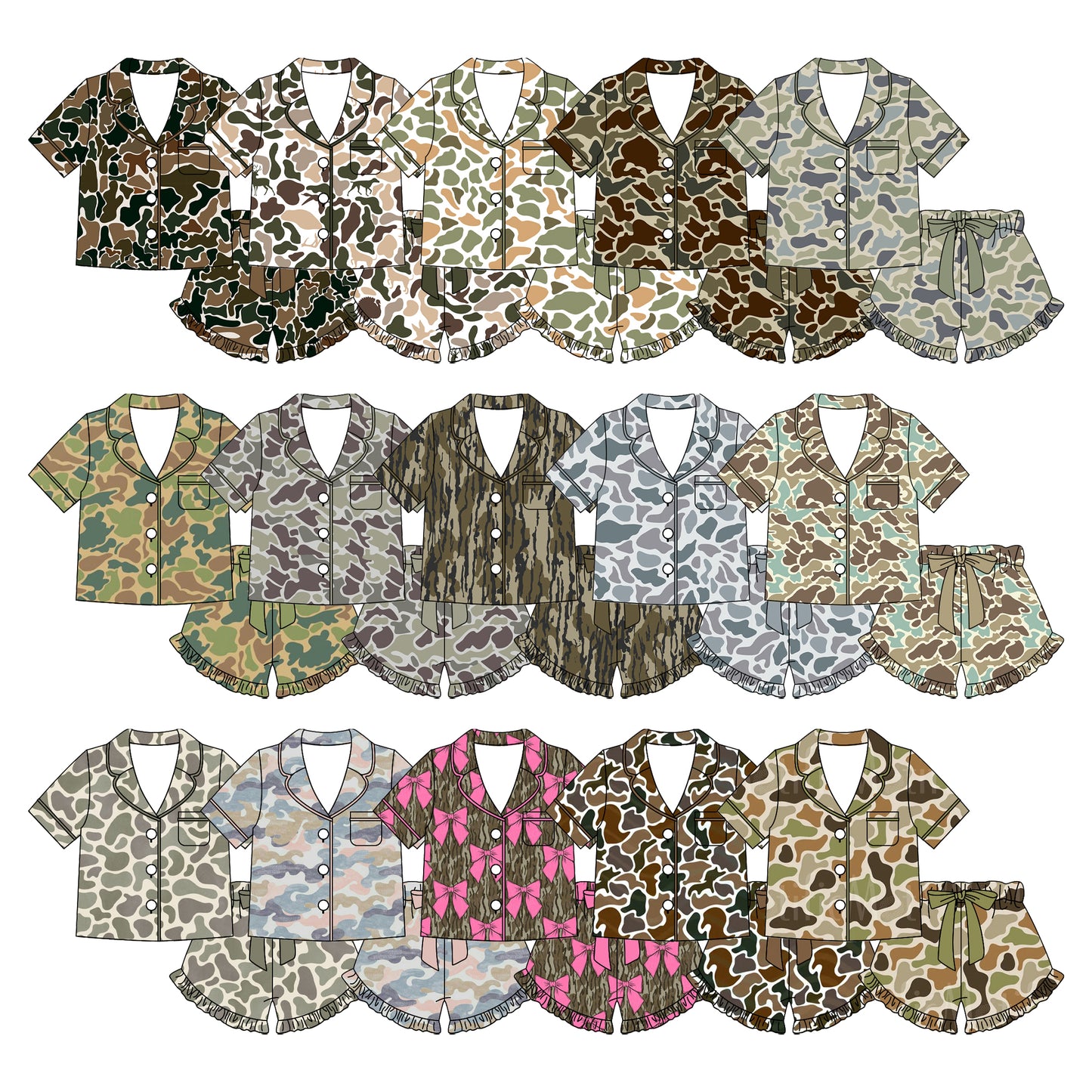 26.1.1 custom each style moq 5 eta 6-8week Sibling Sisters camouflage baby girl clothes short sleeve shorts sets 15 match family design