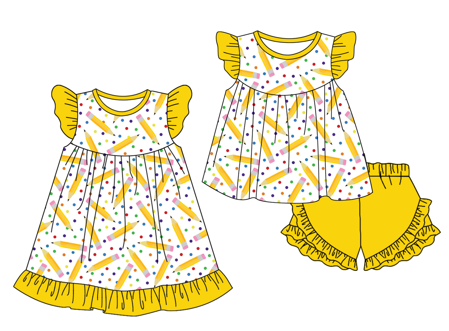 12.31 custom each style moq 5eta 4-6week Sibling Sister pencil baby girl short sleeve shorts sets and dresses match desig