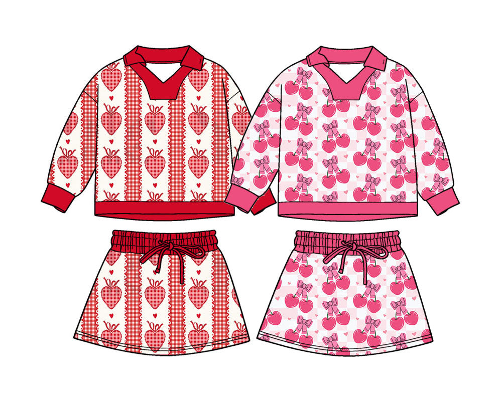 25.11.21 custom each style moq 5 eta 6-8week Sibling Sisters love bow baby girl long sleeve skirts shorts sets 2 match family design