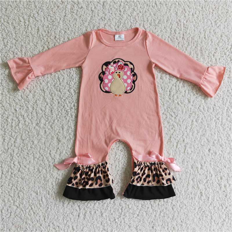 RTS NO MOQ(In Stock ) LR0112 Embroidered Turkey Long Sleeve Bodysuit