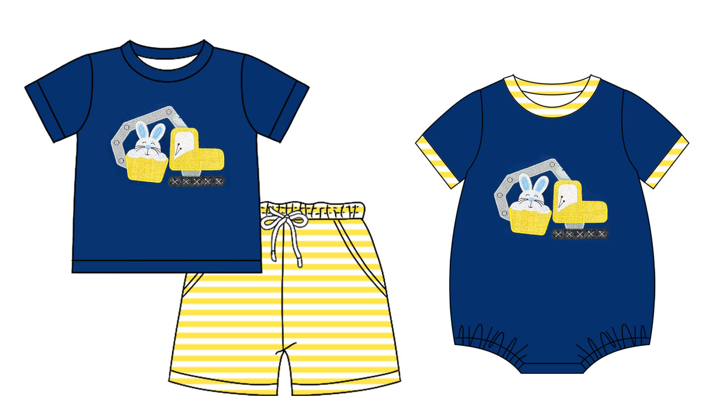 25.12.2 custom each style moq 5 eta 6-8 week Sibling Sister bunny baby boy short sleeve shorts sets and boy rompers match family design
