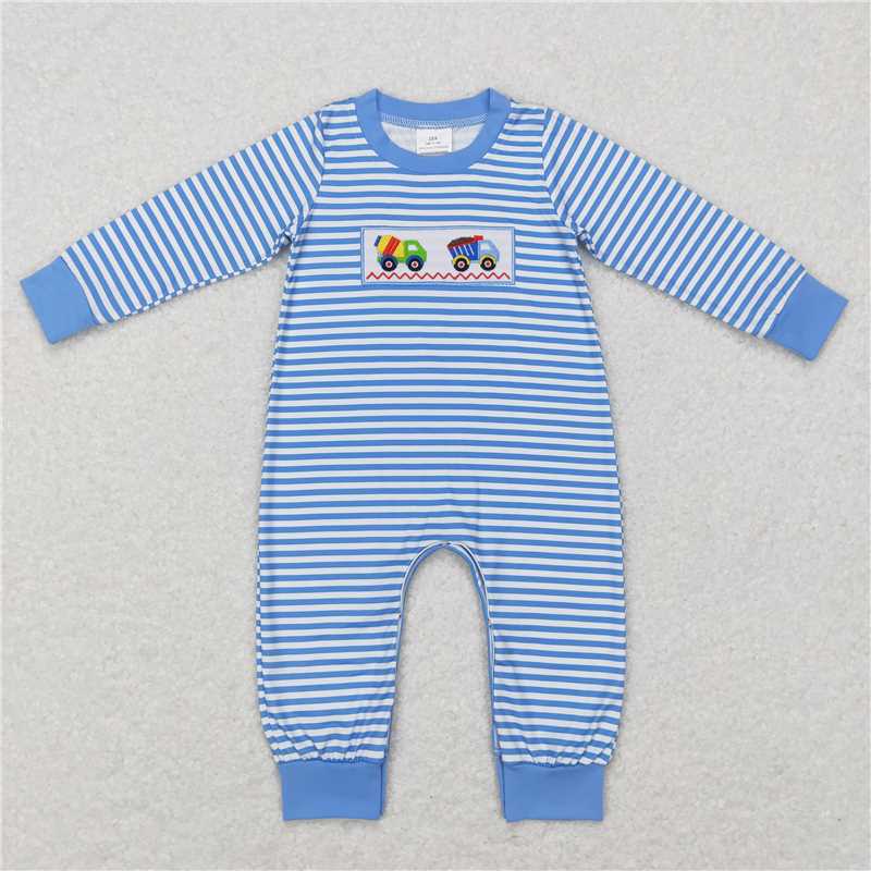 RTS NO MOQ(In Stock) LR0750 Baby boy clothes long-sleeved bodysuit with embroidered