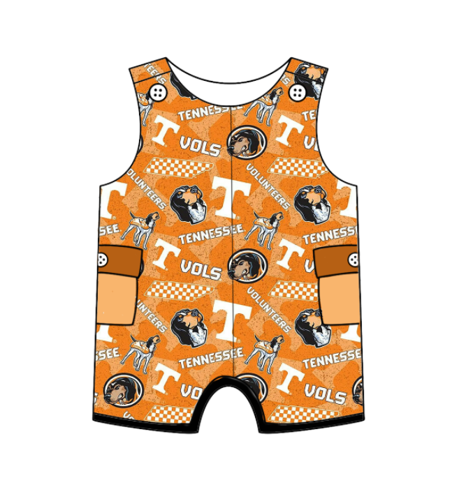 Custom summer teams baby girls clothes team orange sets dress romper-25.5.6