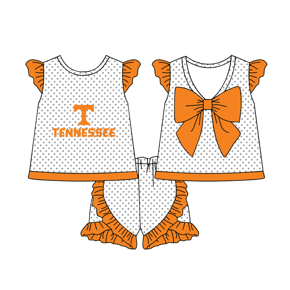 Custom summer teams baby girls clothes team orange sets dress top-25.5.5