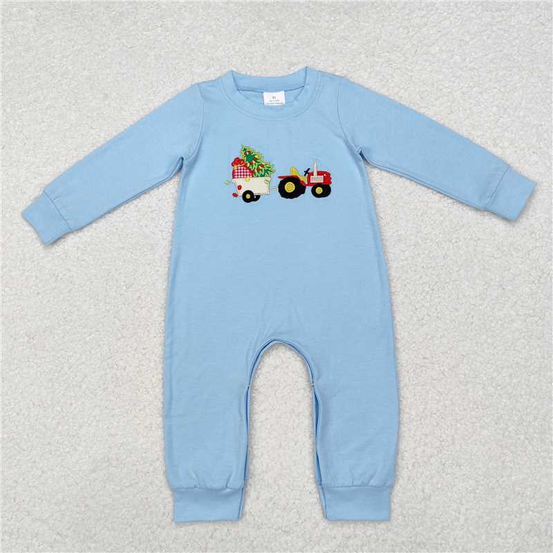 RTS NO MOQ(In Stock) LR1508 Baby boy clothes long-sleeved bodysuit with embroidered