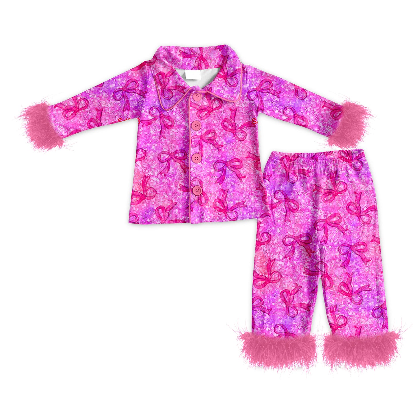 25.11.25 custom each style moq 5 eta 6-8week Sibling Sisters bow plush baby girl clothes long sleeve pants sets