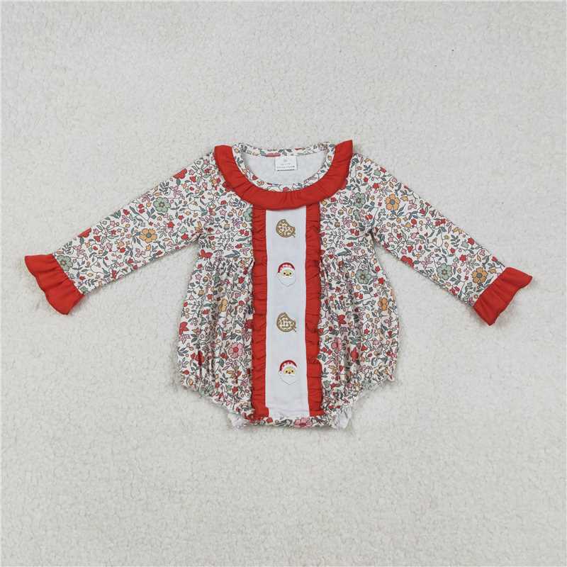 RTS NO MOQ(In Stock ) LR2232 Embroidered Christmas Long Sleeve Bodysuit