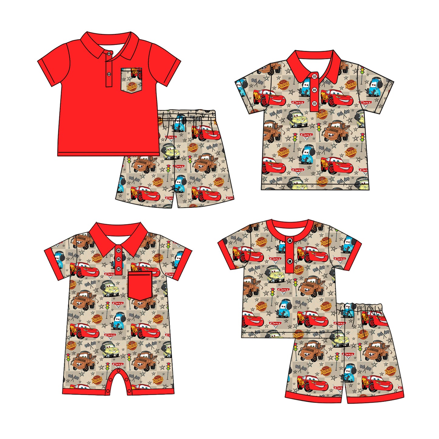 12.31 custom each style moq 5eta 4-6week Sibling Sister cars baby girl short sleeve shorts sets and sets 2 and top and romper match design
