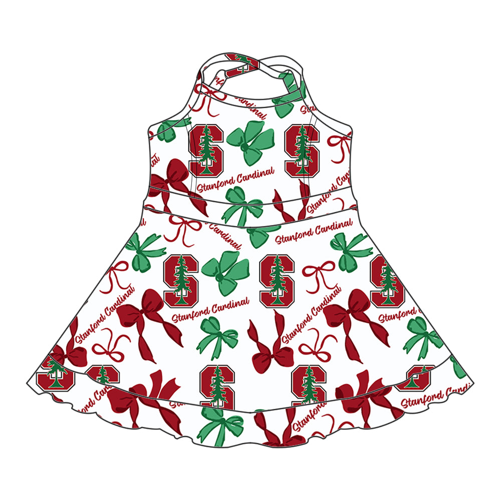 Custom moq 5 mix sizes summer teams baby girls clothes team brick red short sleeve skirts shorts sets dress 1 and dress 2 and dress 3 and dress 4-25.5.24