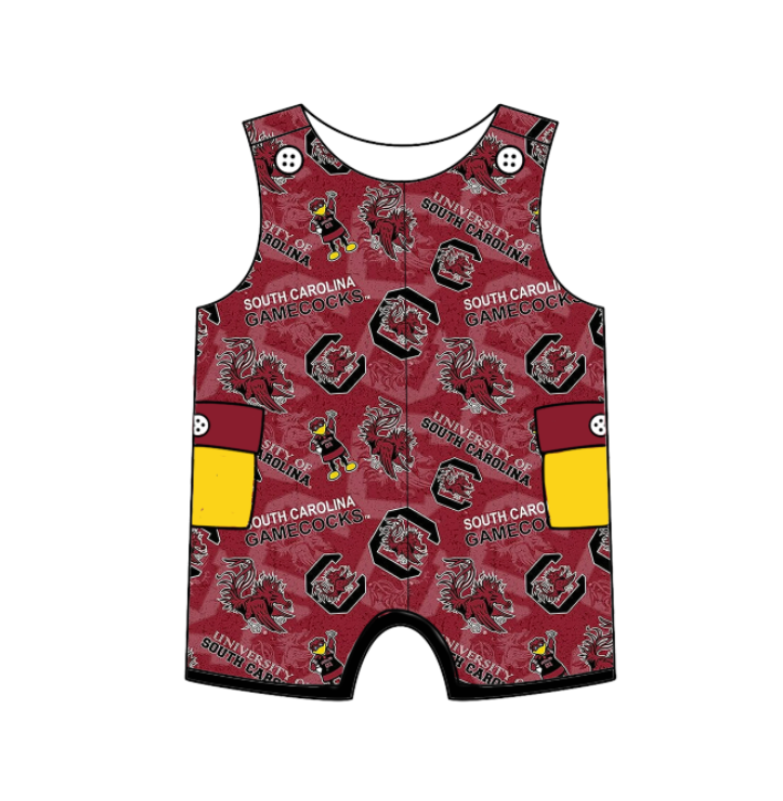Custom summer teams baby girls clothes team brick red sets dress romper-25.5.6