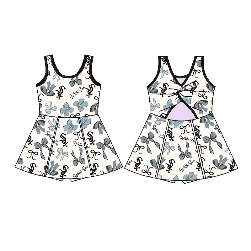 Custom moq 5 mix sizes summer teams baby girls clothes team gray short sleeve skirts shorts sets dress 1 and dress 2 and dress 3 and dress 4-25.5.19