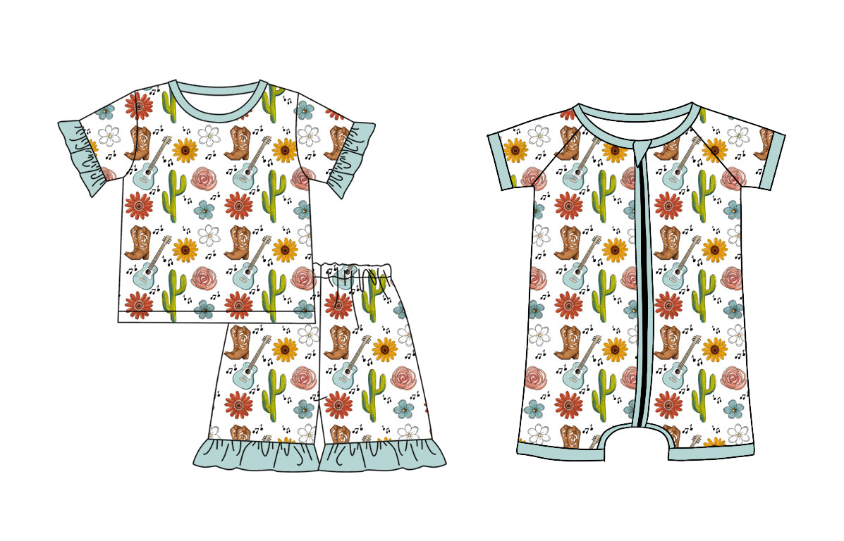 12.31 custom each style moq 5eta 4-6week Sibling Sister catcus baby girl short sleeve shorts sets and rompers match design