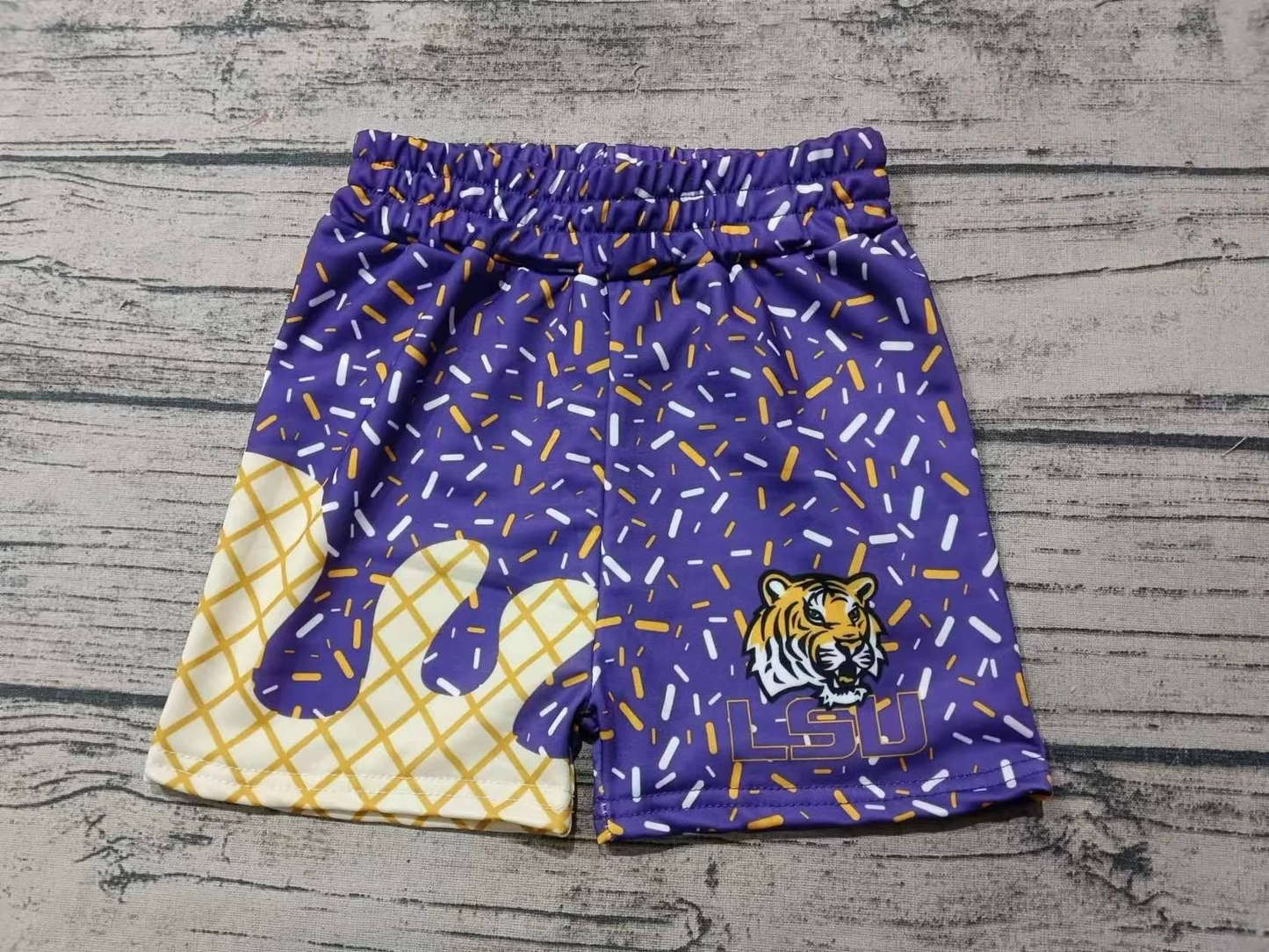 PRE ORDER Deadline July 31 custom no moq Children's boutique clothing Purple Ice Cream Shorts
