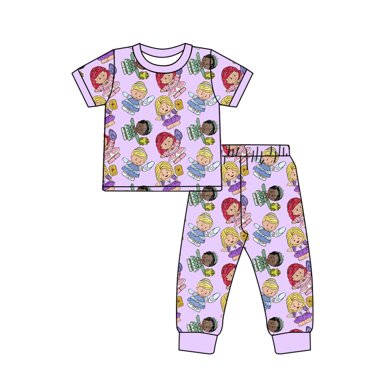 Custom moq 3 eta 7/8week moq 5 eta /4/5week Cartoon Short Sleeve Pants Set