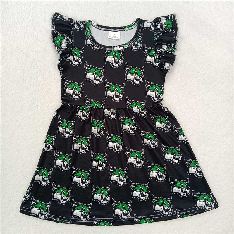 "G6-2-6/.';, Tiger head black flying sleeves dress"