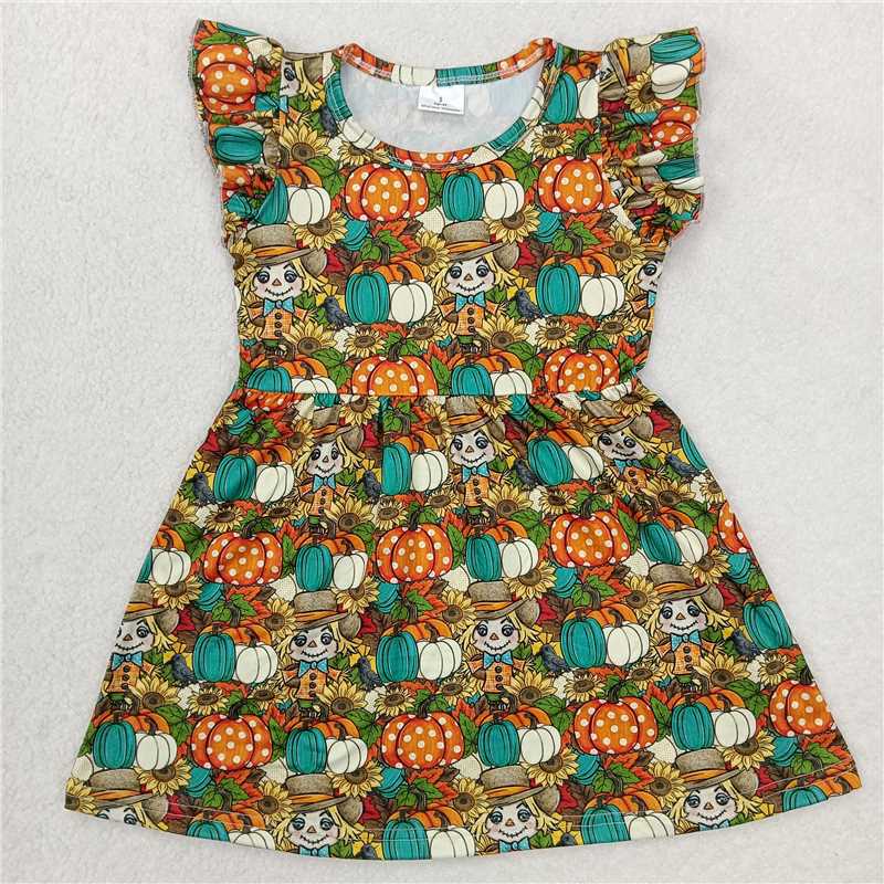 "G6-2-5*/ Colorful pumpkin chrysanthemum flying sleeves dress"