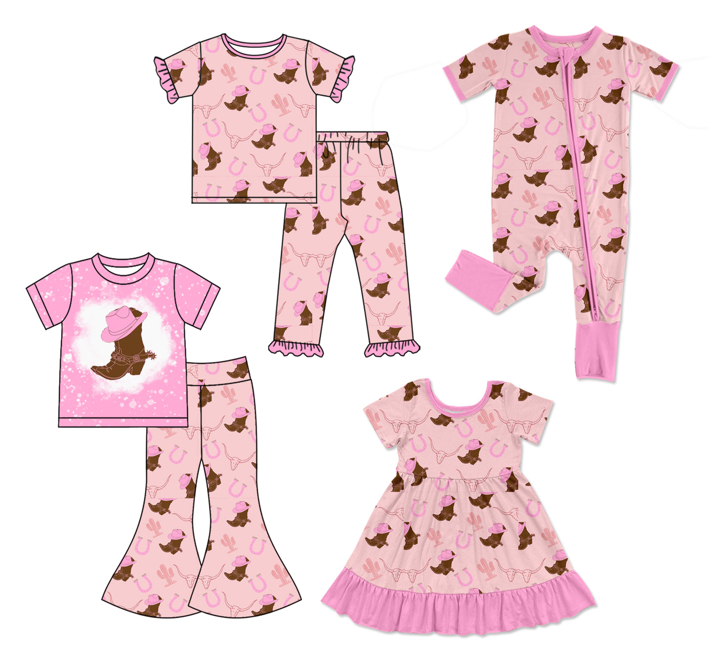 25.11.28 custom each style moq 5 eta 6-8week Sibling Sisters boots hat catcus baby girl short sleeve pants sets 2 and dress and rompers match family design