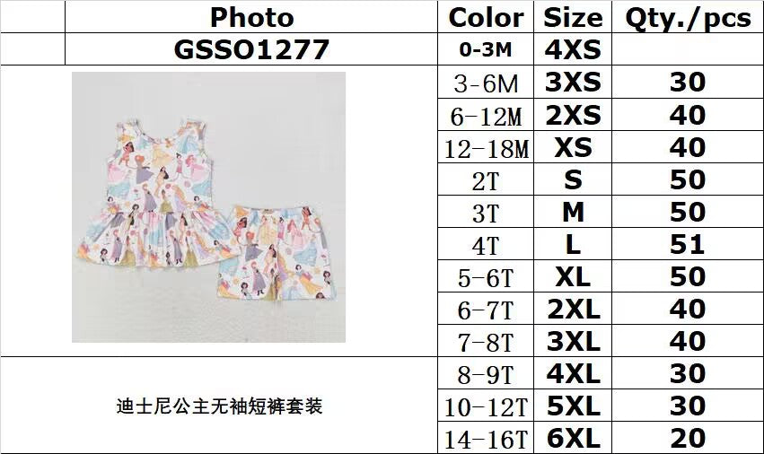 RTS no moq GSSO1277 cartoon Sleeveless Shorts Set