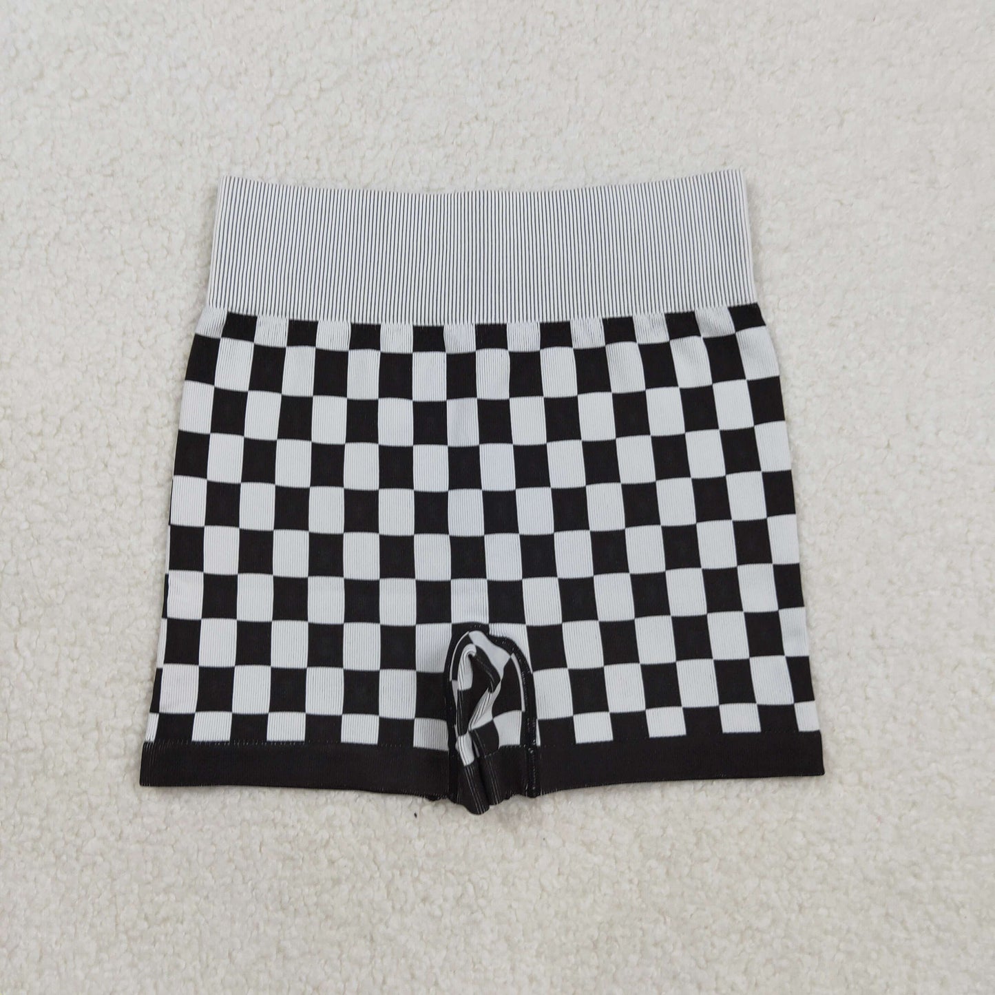 RTS NO MOQ(In Stock) SS0644 Adult Women's Black and White Checkered Shorts
