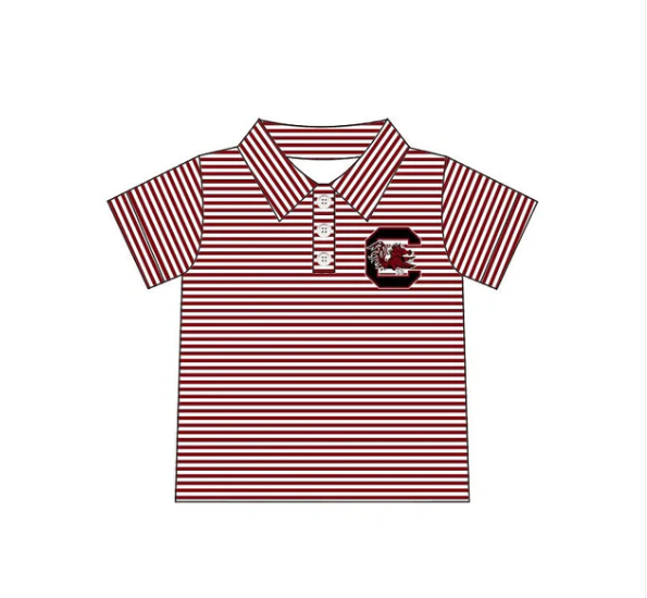 PRE ORDER Deadline August 2 close custom no moq Children's boutique clothing Maroon short-sleeved shorts Short-sleeved striped top