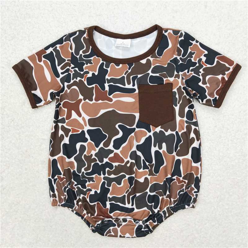 RTS NO MOQ Baby boy clothes camouflage Shorts Sleeve Romper Mixed Sizes