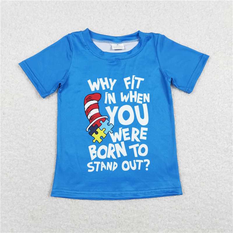 ready to ship stock BT0479 dr seuss letter blue short sleeve top