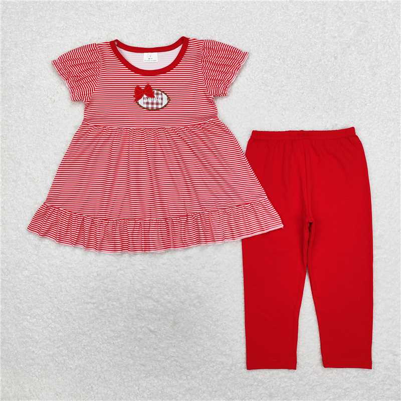 RTS NO MOQ Baby Girls Stripes Football Tunic Legging Clothes Sets