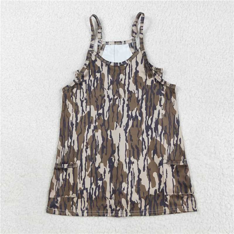 RTS NO MOQ Sibling baby Girls Adult clothes camouflage yoga dress & kids yoga dresses
