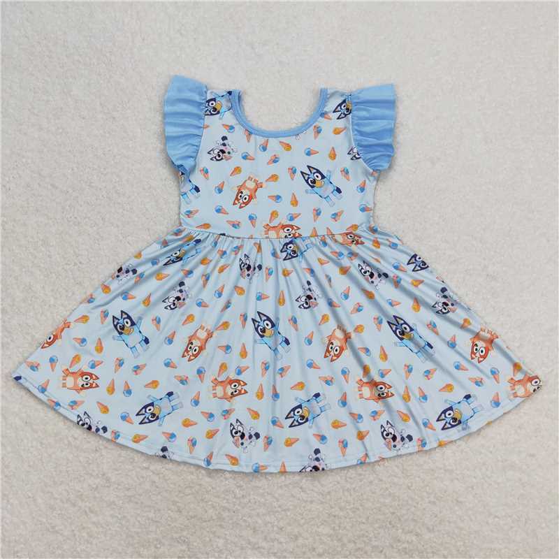 GSD1202 GSD0866 SR1113 GSSO0683 bluey ice cream blue flying sleeve dress outfits and romper match boys and girls