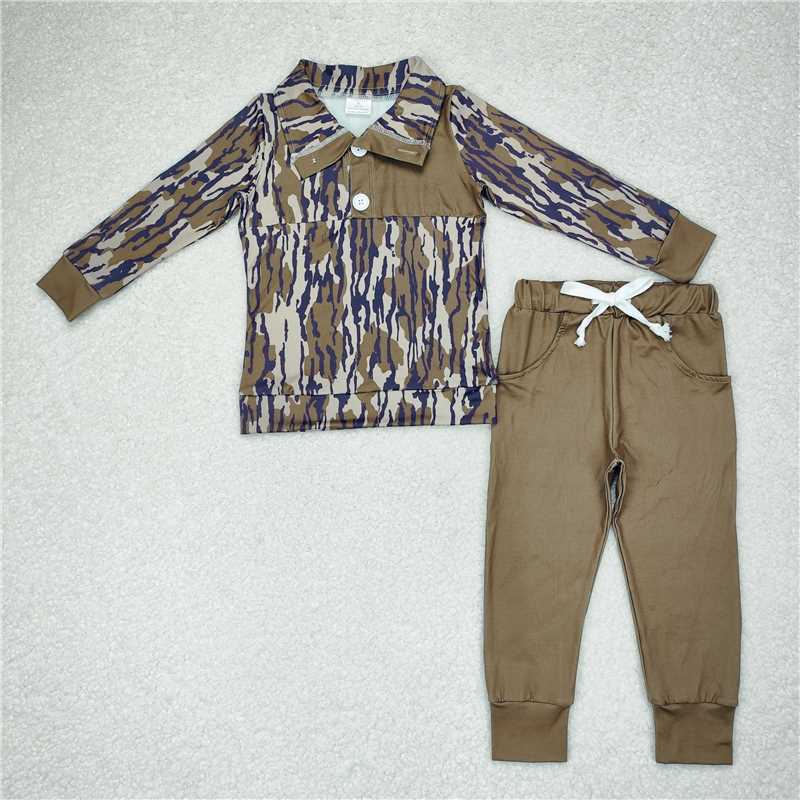 RTS NO MOQ Boys' long sleeve and long pants button suit