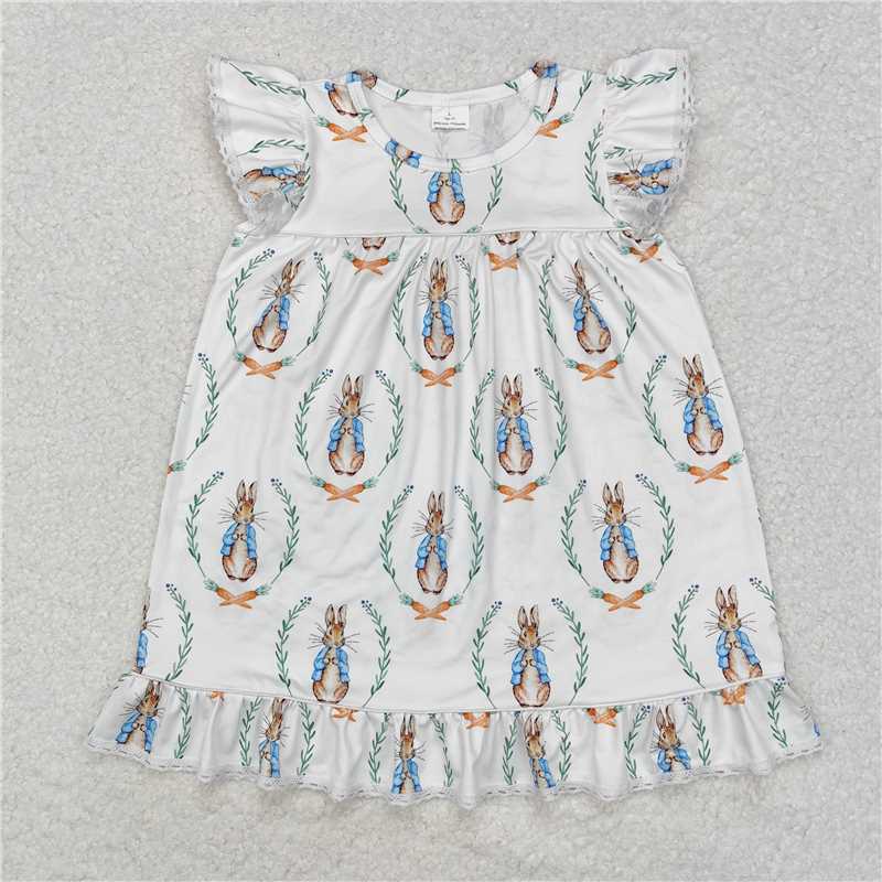 RTS NO MOQ Baby Girl Clothes easter Short-sleeved dresses
