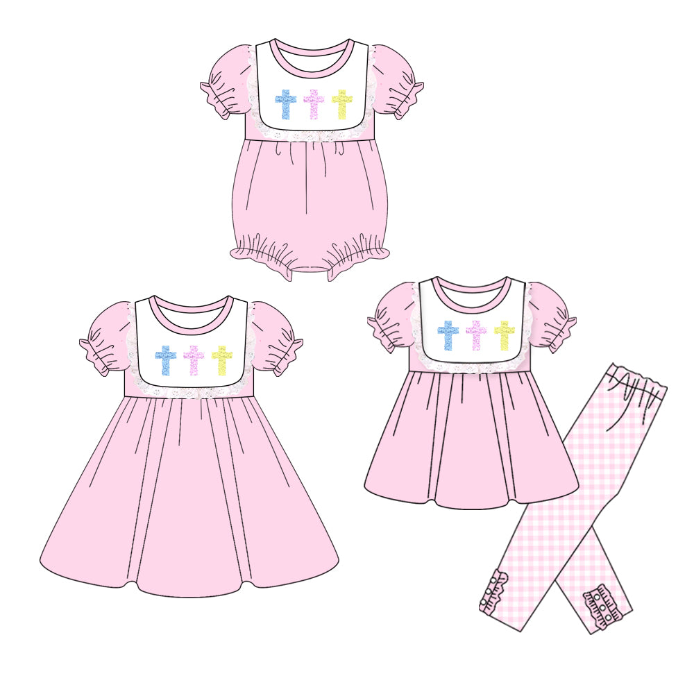 25.11.26 custom each style moq 5 eta 6-8week Sibling Sisters easter baby girl short sleeve pants sets and dress and rompers match family design