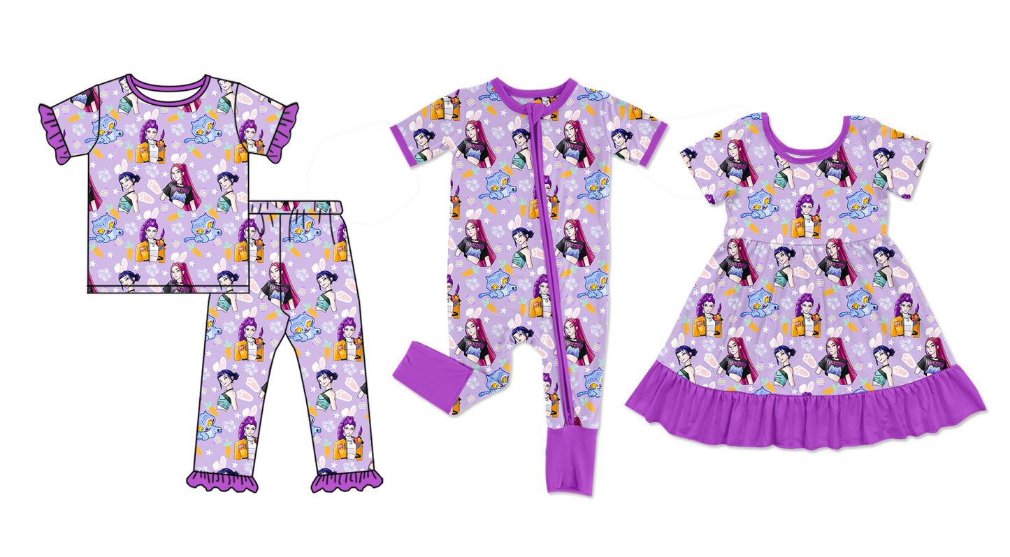26.1.7 custom each style moq 5 eta 6-8week Sibling Sisters cartoon baby girl short sleeve pants sets and dress and rompers match family design