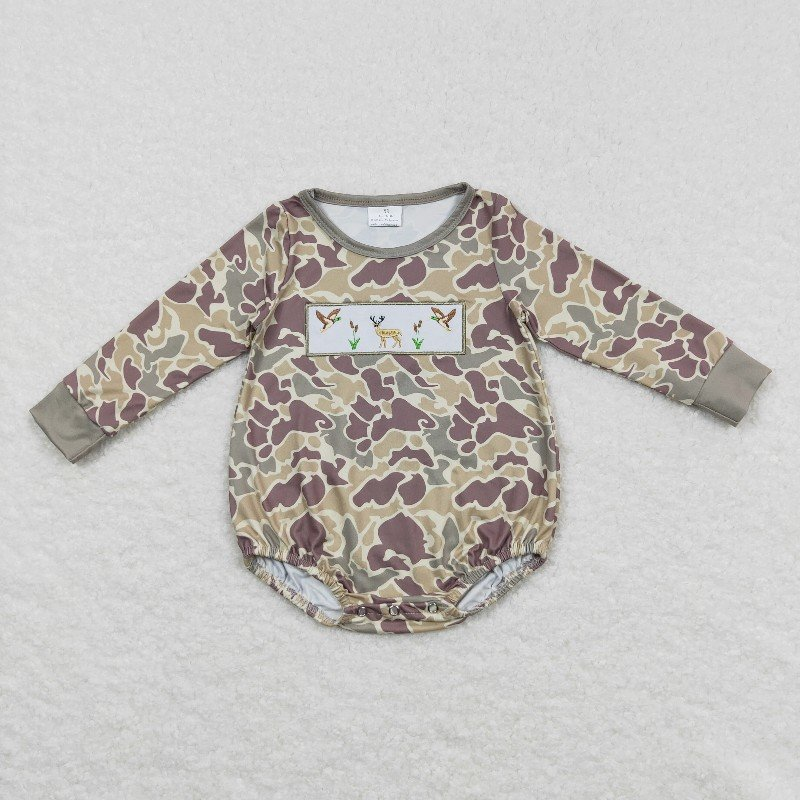 RTS NO MOQ(In Stock) LR0714 Baby boy clothes long-sleeved bodysuit with embroidered