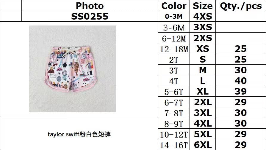 rts no moq SS0255 taylor swift pink and white shorts