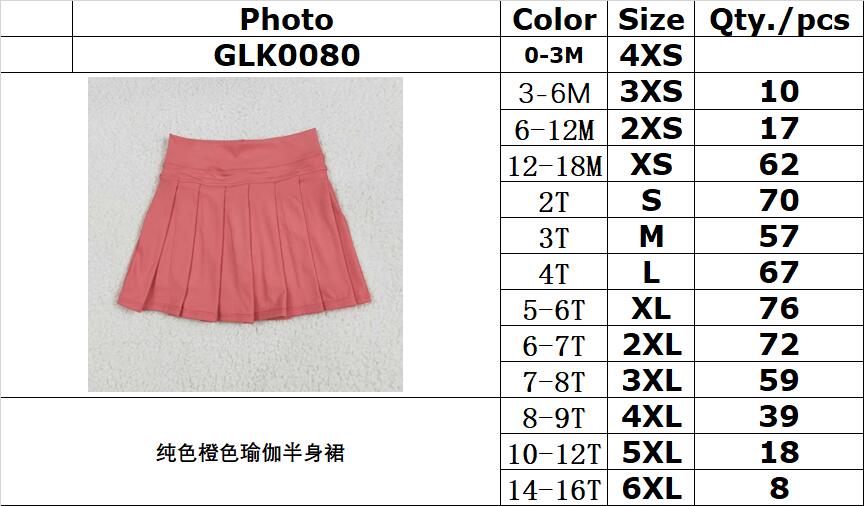 RTS NO MOQ(In Stock) GLK0080 Pure orange yoga skirt
