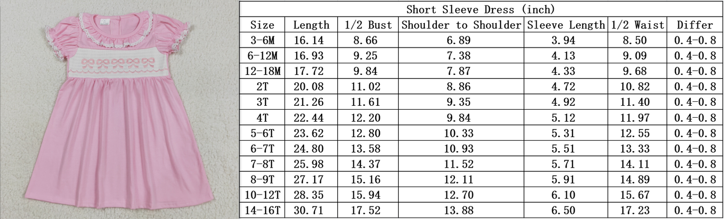 RTS NO MOQ(In Stock)GSD2642 Pink Short-Sleeved Dress with Embroidered Duck Collar