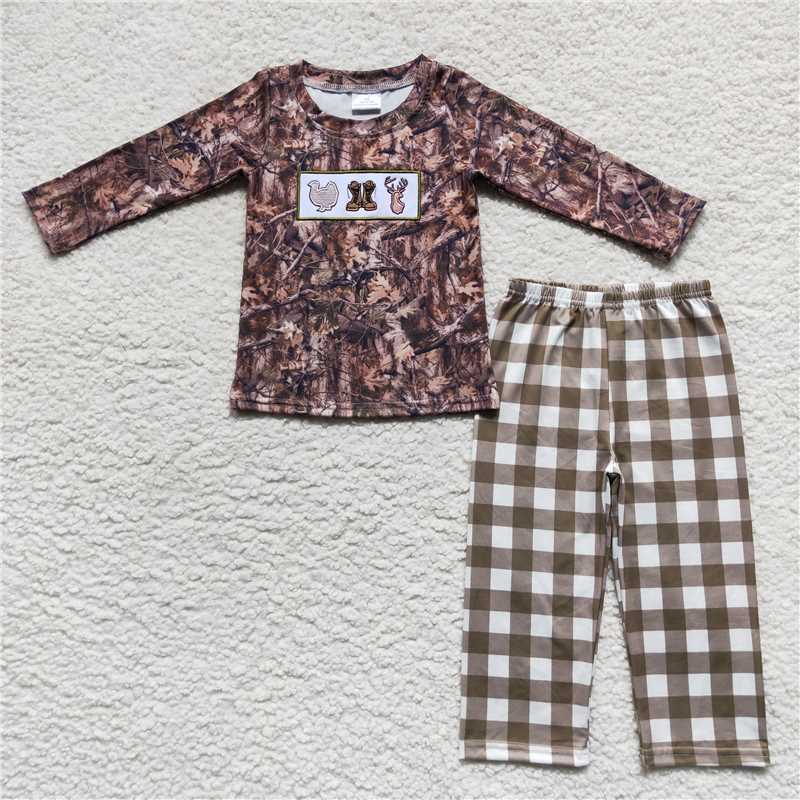 RTS NO MOQ(In Stock) BLP0266 Baby Boys embroidery Top Pants Outfits Sets