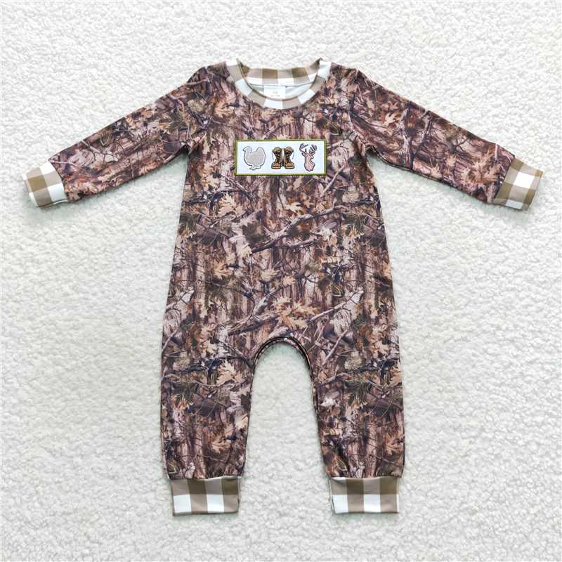 RTS NO MOQ(In Stock) LR0527 Baby boy clothes long-sleeved bodysuit with embroidered
