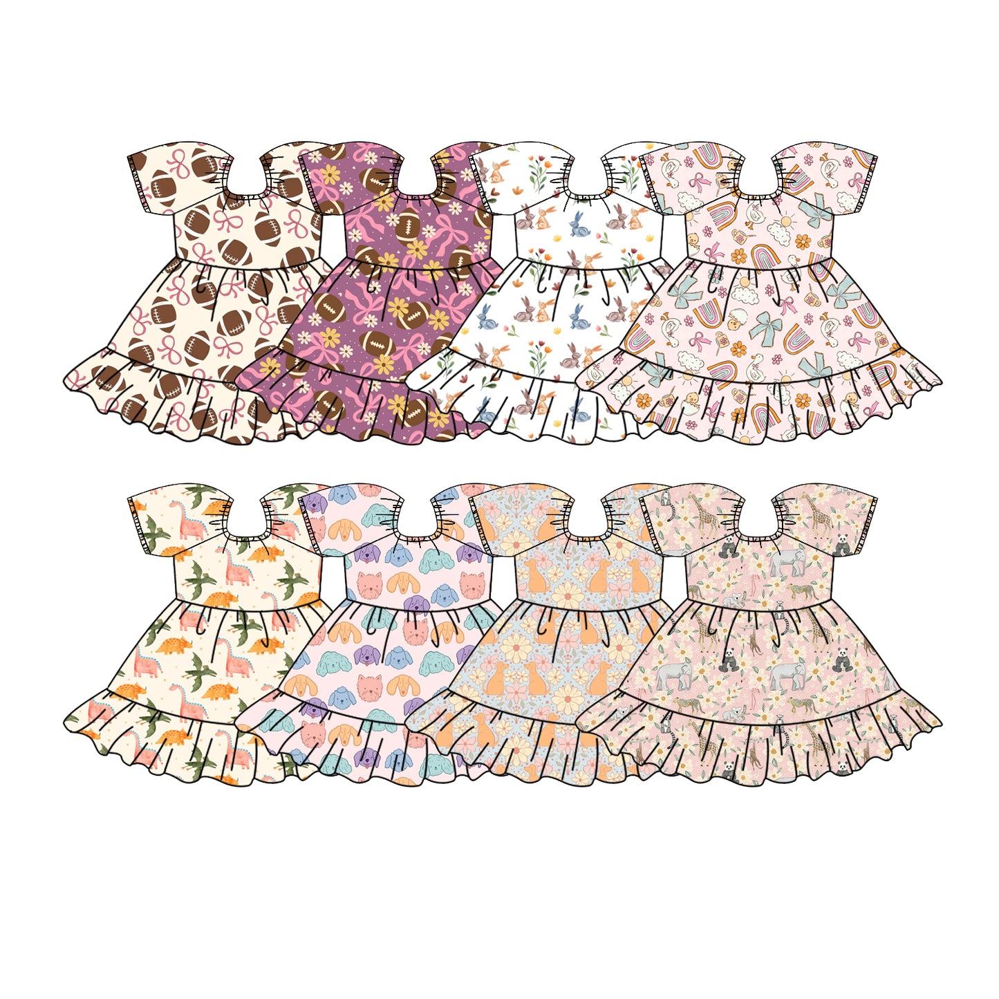 25.12.2 custom each style moq 5 eta 6-8week Sibling Sister easter baby girl short sleeves dress 8 match design