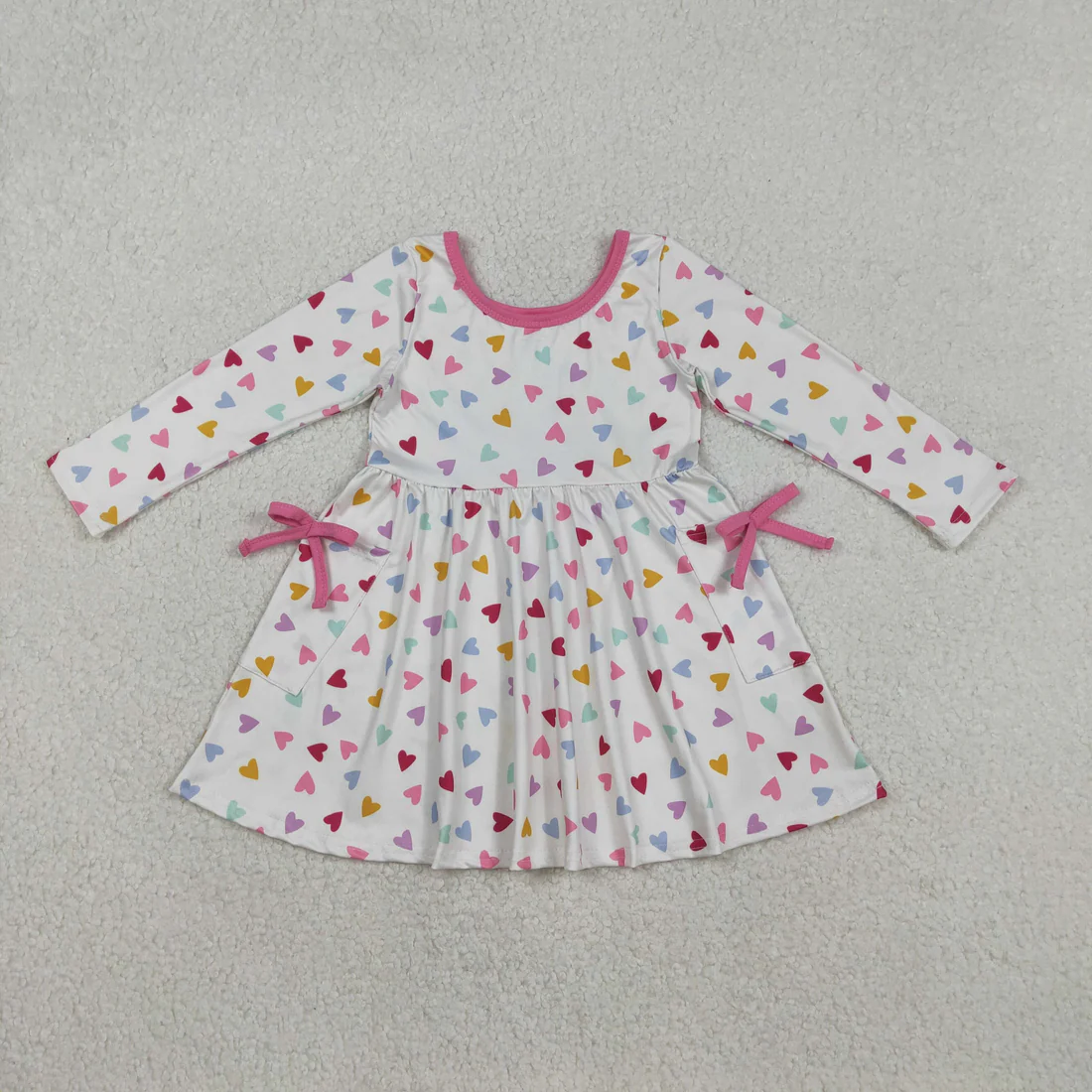 RTS NO MOQ Sibling baby girl clothes valentine love long-sleeved dresses