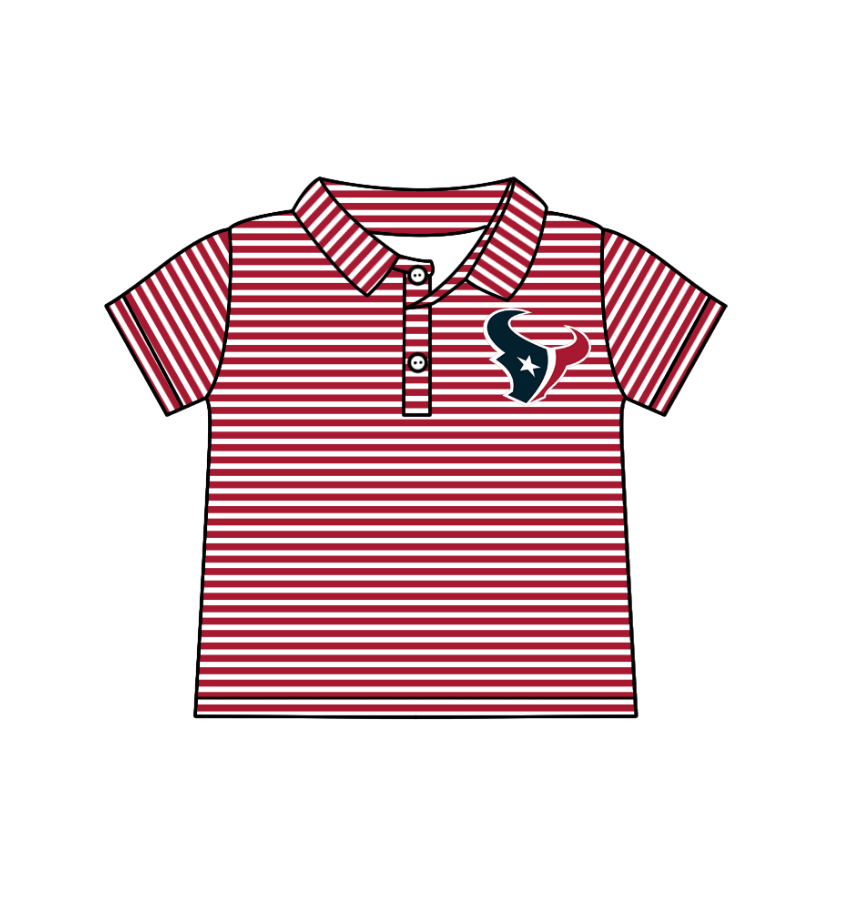 custom moq 3 eta 6-8weeks baby boy clothes team brick red striped short sleeve top-25.4.29