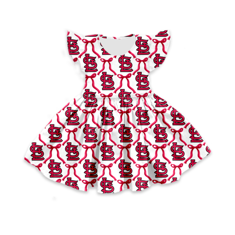 custom moq 3 eta 6-7weeks baby girls clothes bow red flying Sleeves Dress