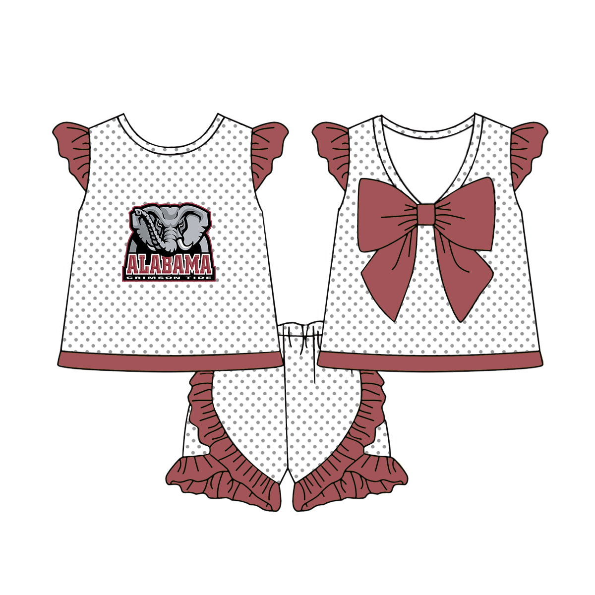 Custom summer teams baby girls clothes team brick red sets dress top-25.5.5