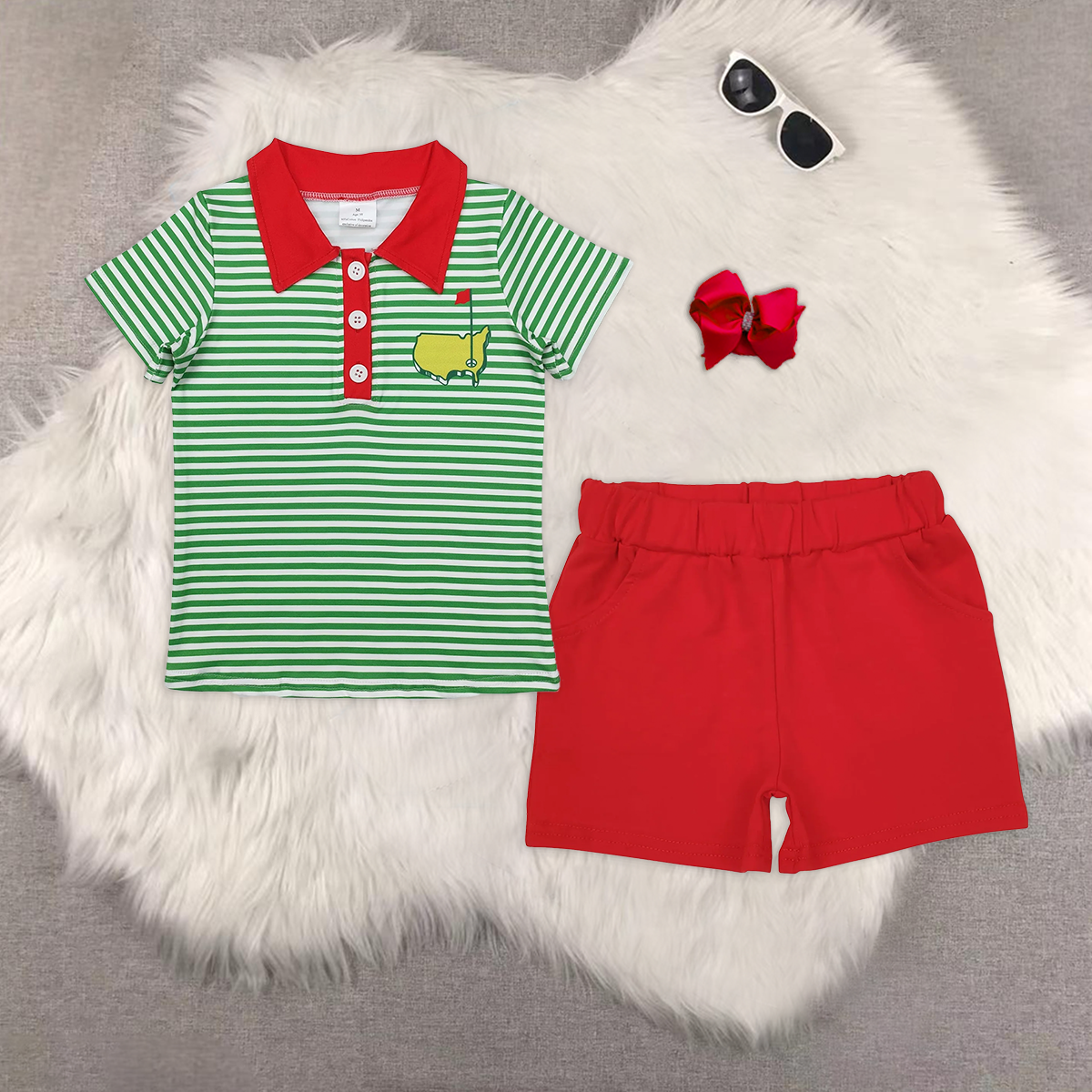 rts no moq BT0890+SS0270 baby boy clothes striped short-sleeved top red shorts sets